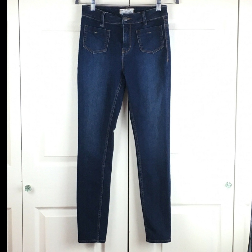 Free People Beverley High Rise Skinny Jeans Blue - Picture 2 of 6